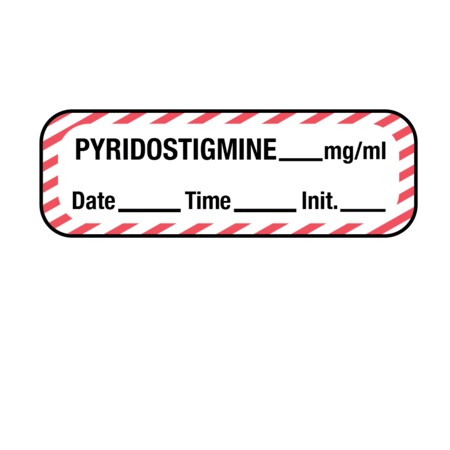 Label, Pyridostigmine 1/2 X 1-1/2 White W/Red Stripes & Black